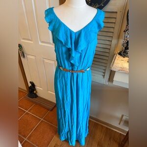 AGB Vibrant Blue Maxi Dress with Ruffle